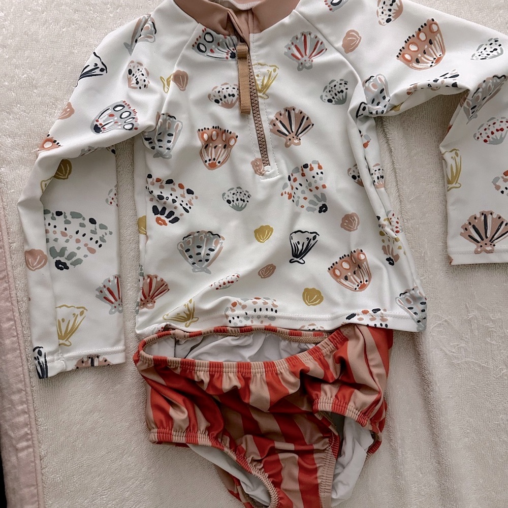 Kids Swim Set with Seashell Print